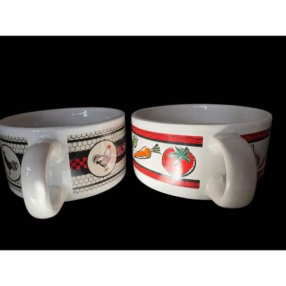 Set Of 2 Houston Harvest Ceramic Soup Bowls With Handles - Picture 4 of 5